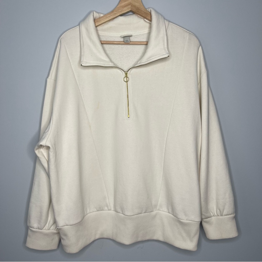 Women’s a new day xxl 2xl‎ ivory 1/4 zip pullover sweatshirt